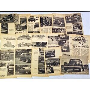 Ephemera 17 Cut Out Pages pictures articles from Custom Rodder February 1962 Vtg